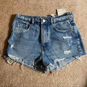zara trf denim high waisted shorts